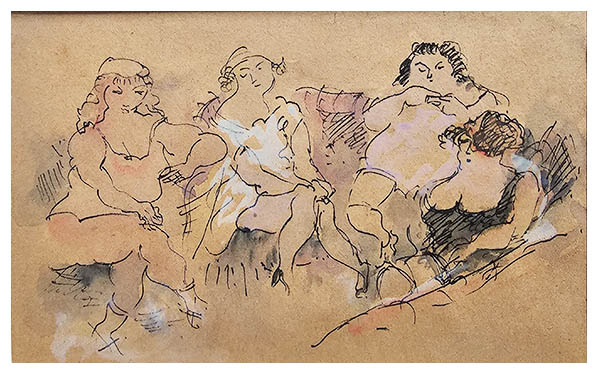 Prostitutes of Montparnasse, a drawing by Jules PASCIN